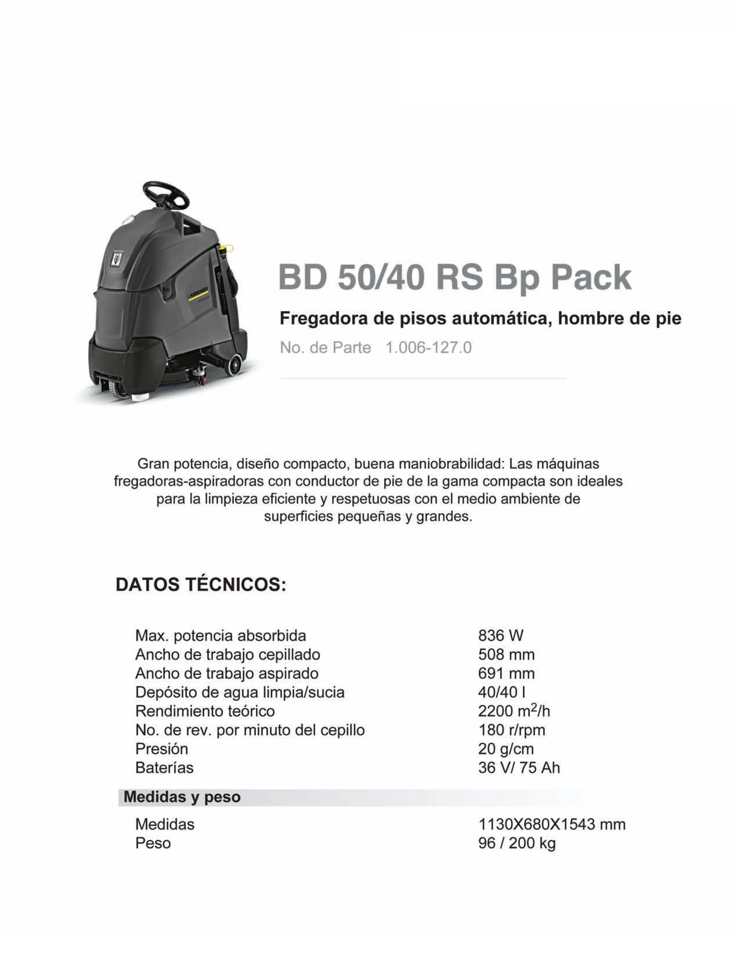 Fregadora de pisos automatica, hombre de pie