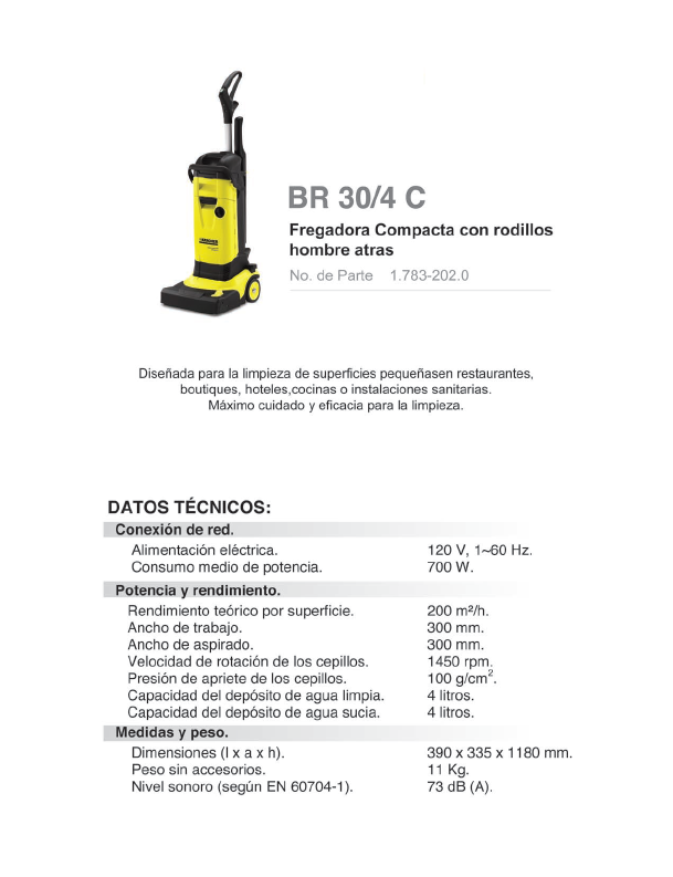 Fregadora compacta con rodillos, hombre atras