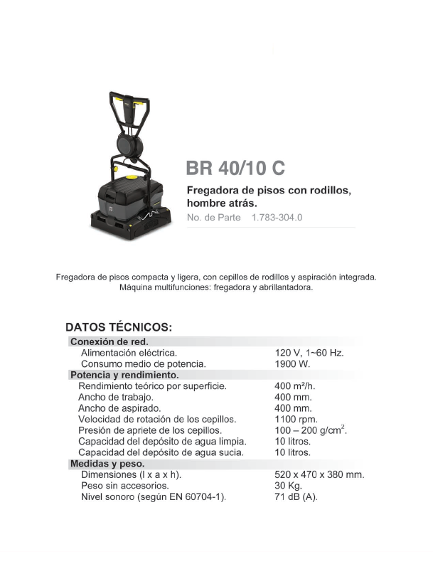 fregadora de pisos con rodillos, hombre atras