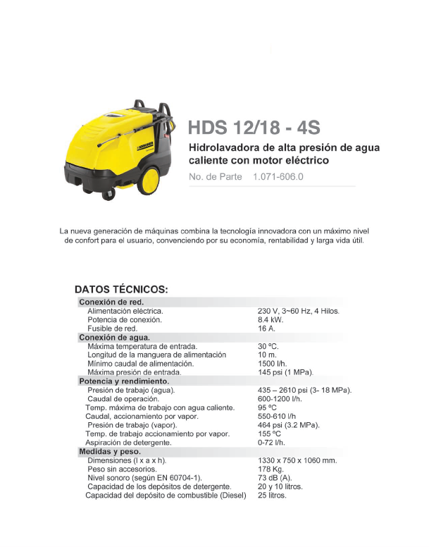 Hidro lavadora alta presión de agua caliente con motor eléctrico